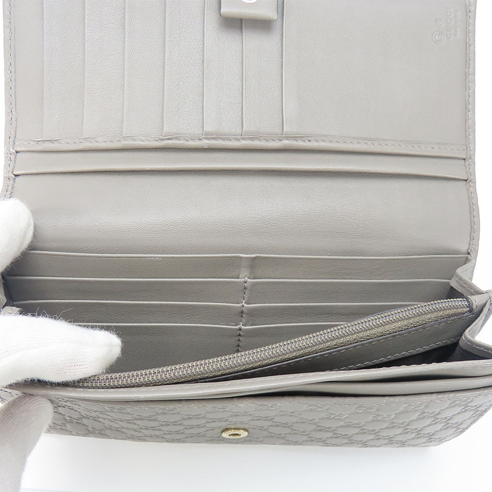 GUCCI Long Wallet Purse 449396 Sima leather Gray type Women Used
