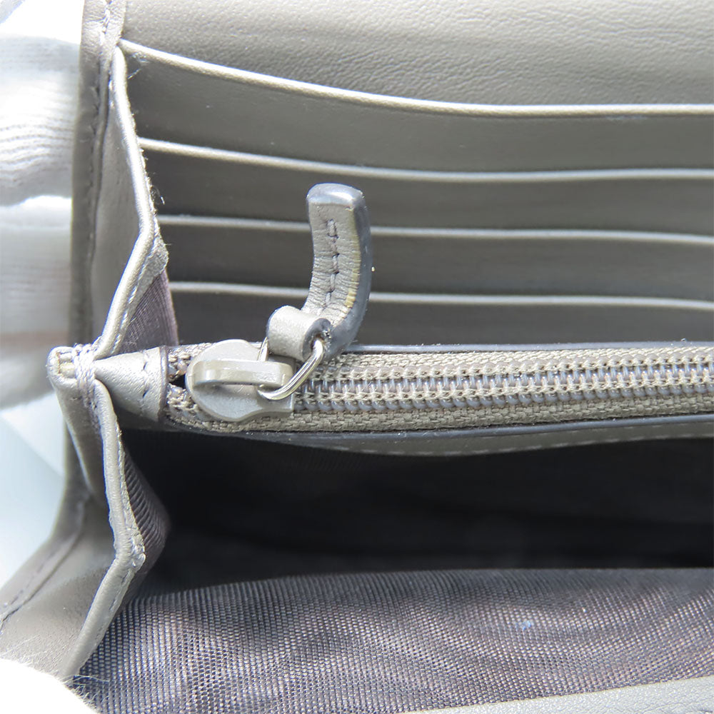 GUCCI Long Wallet Purse 449396 Sima leather Gray type Women Used