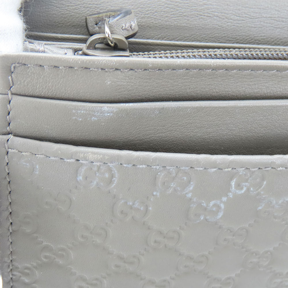 GUCCI Long Wallet Purse 449396 Sima leather Gray type Women Used