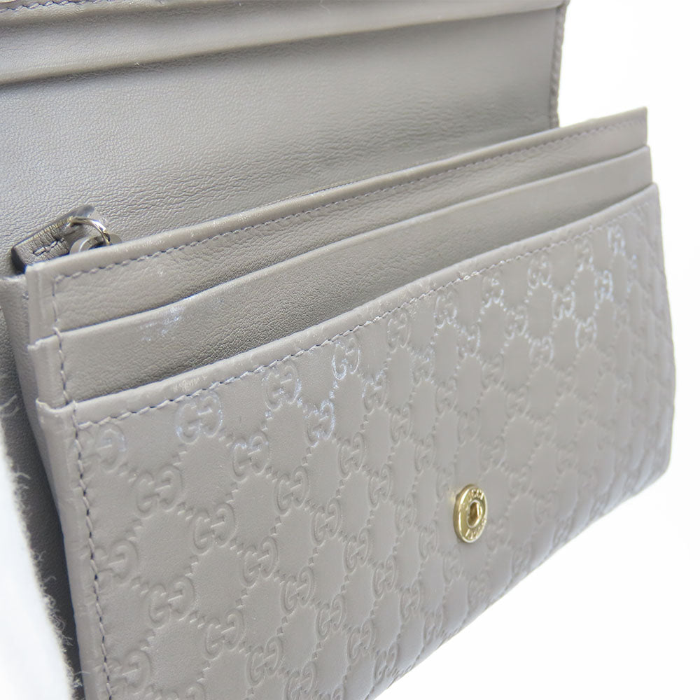 GUCCI Long Wallet Purse 449396 Sima leather Gray type Women Used