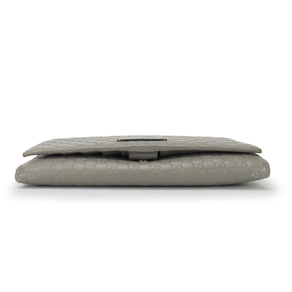 GUCCI Long Wallet Purse 449396 Sima leather Gray type Women Used