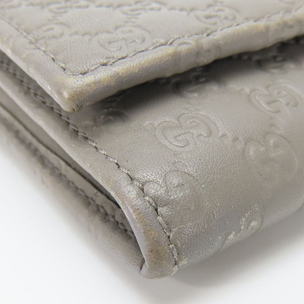 GUCCI Long Wallet Purse 449396 Sima leather Gray type Women Used