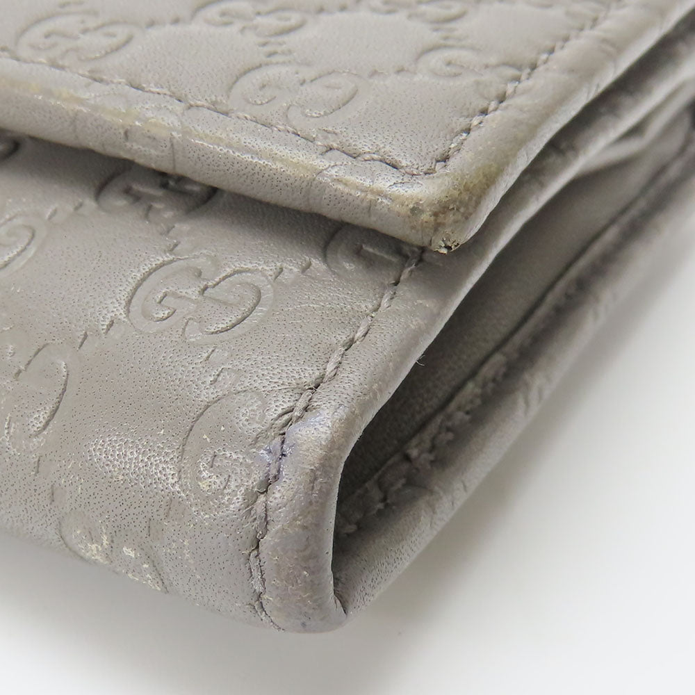 GUCCI Long Wallet Purse 449396 Sima leather Gray type Women Used