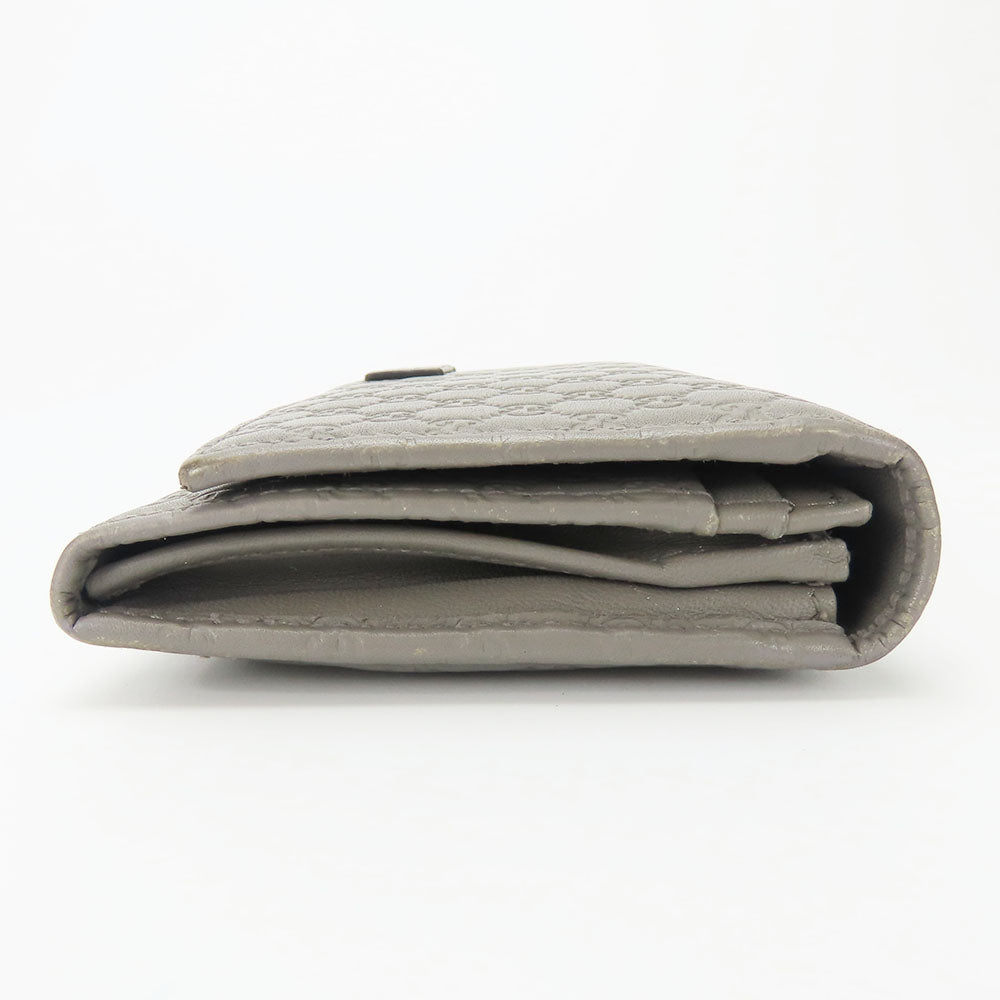 GUCCI Long Wallet Purse 449396 Sima leather Gray type Women Used