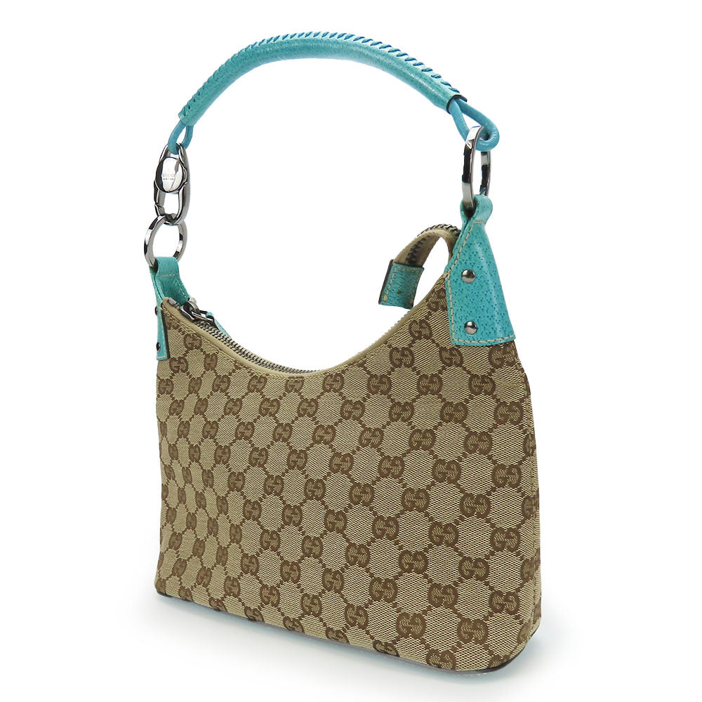 GUCCI Shoulder Bag 115002 GG canvas, leather blue Women Used