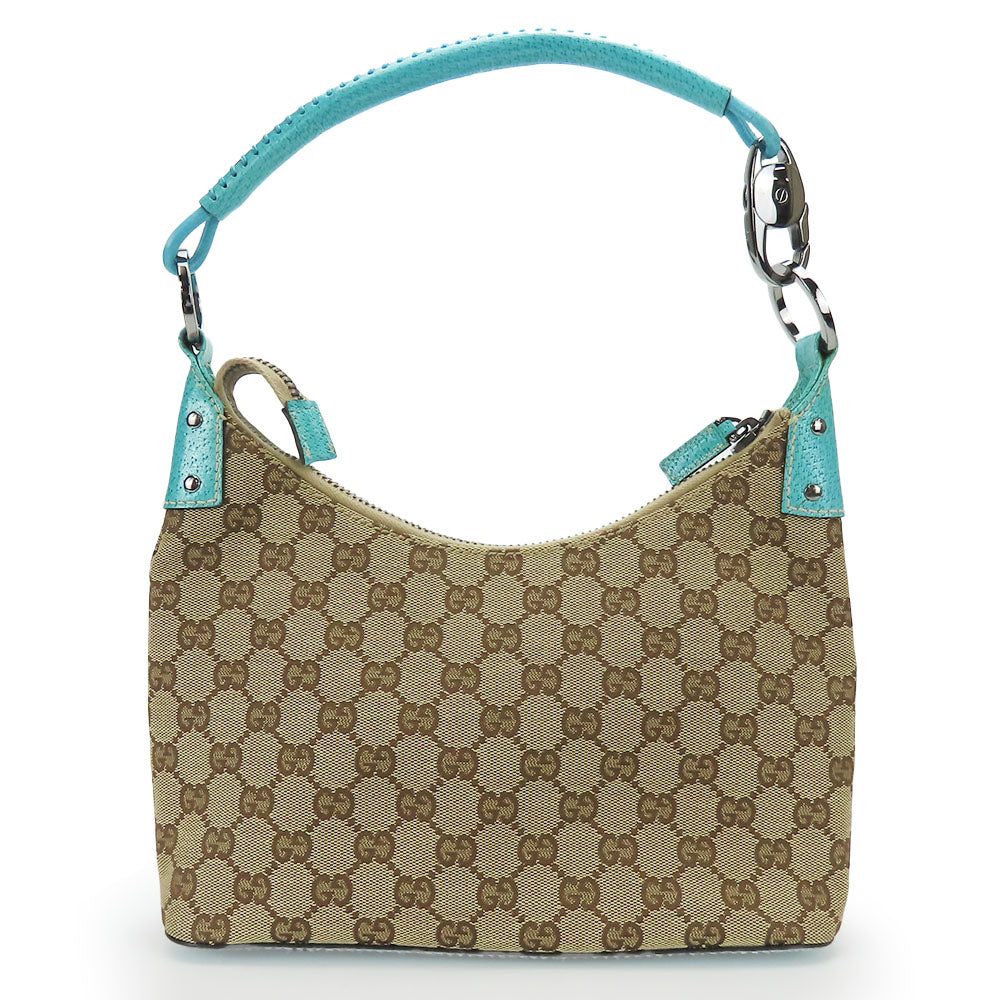 GUCCI Shoulder Bag 115002 GG canvas, leather blue Women Used
