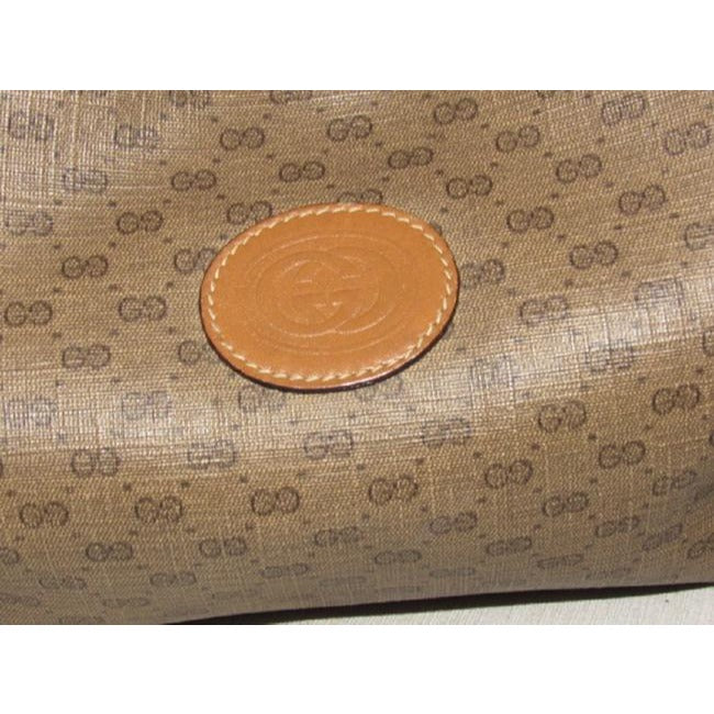 Gucci Vintage Bagsdesigner Purses Dark Brown Small G Logo Print On Lighter Brown Coated Canvascamel
