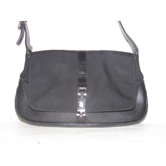 Gucci Jackie Pursesdesigner Purses Black Leather And Black Nylon Fabric Shoulder Bag