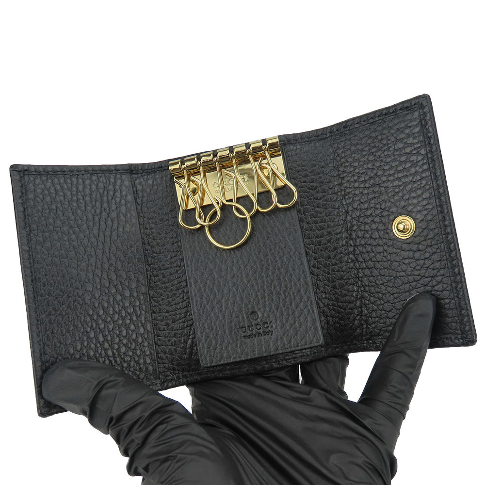 GUCCI Key case Key holder  456118 leather black GG Marmont Women Used