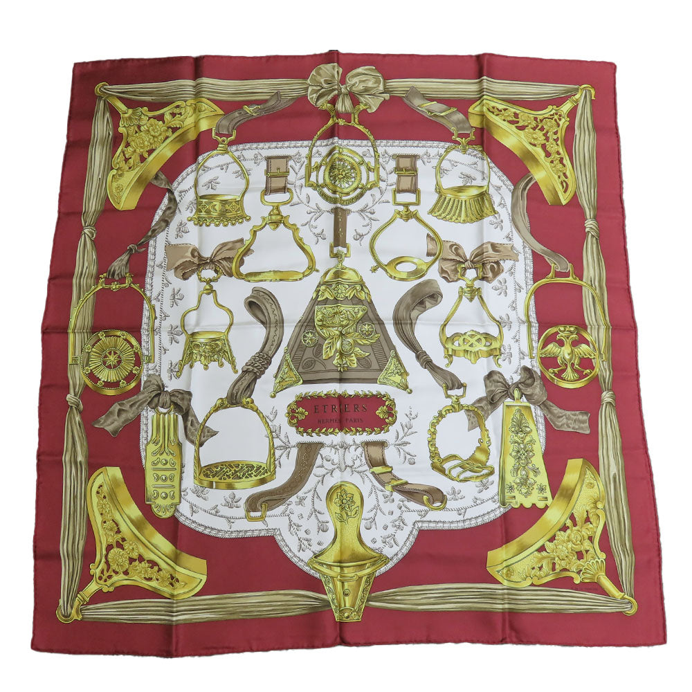 HERMES scarf silk Red Carre90 Women Used