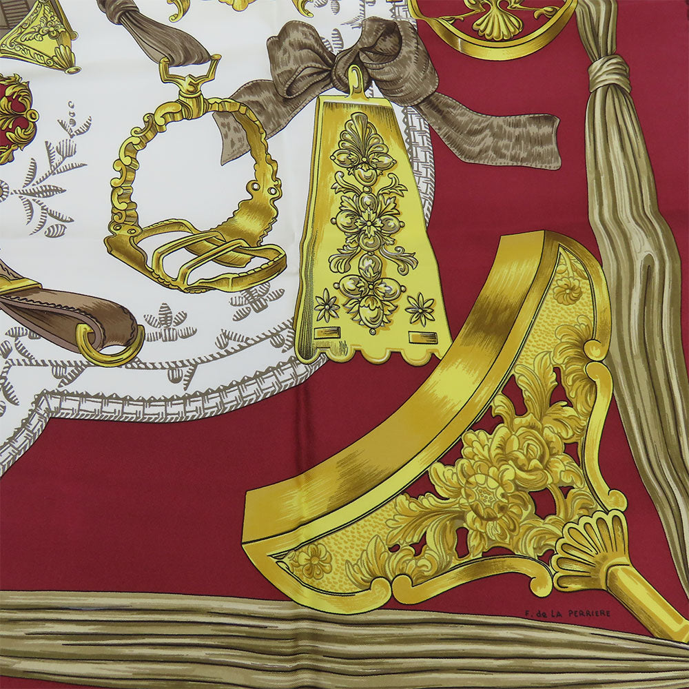 HERMES scarf silk Red Carre90 Women Used