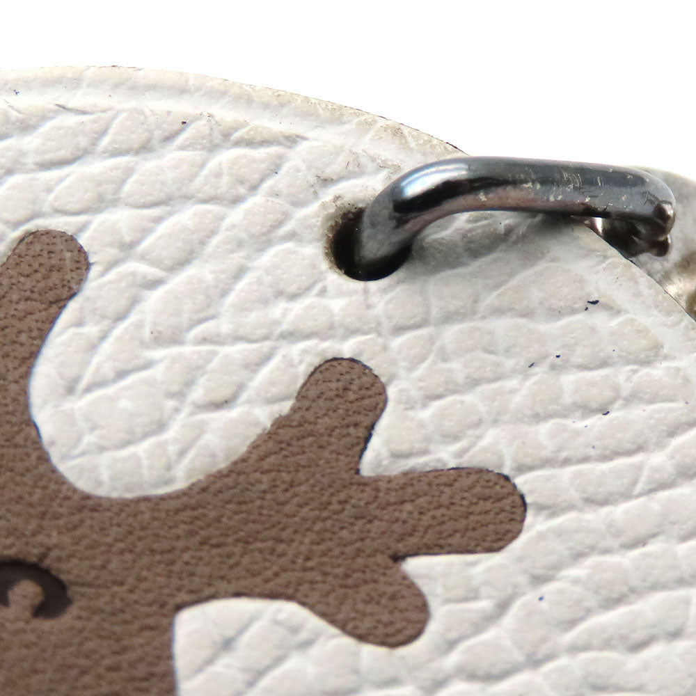 HERMES Bag charm Leather, Silver925 Brown reindeer Women Used