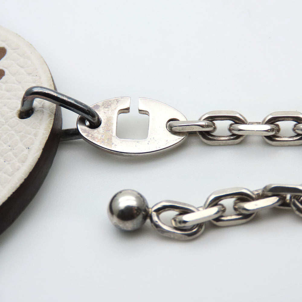 HERMES Bag charm Leather, Silver925 Brown reindeer Women Used