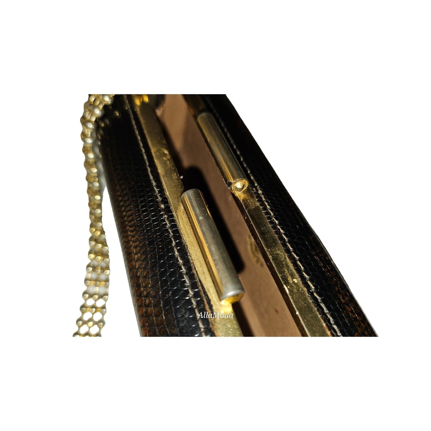 Gucci python two-way boxy 50's purse w gold chain strap