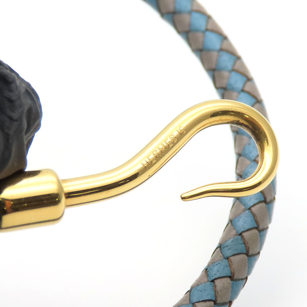 HERMES bracelet Metal, Leather blue Jumbo bless unisex(Unisex) Used
