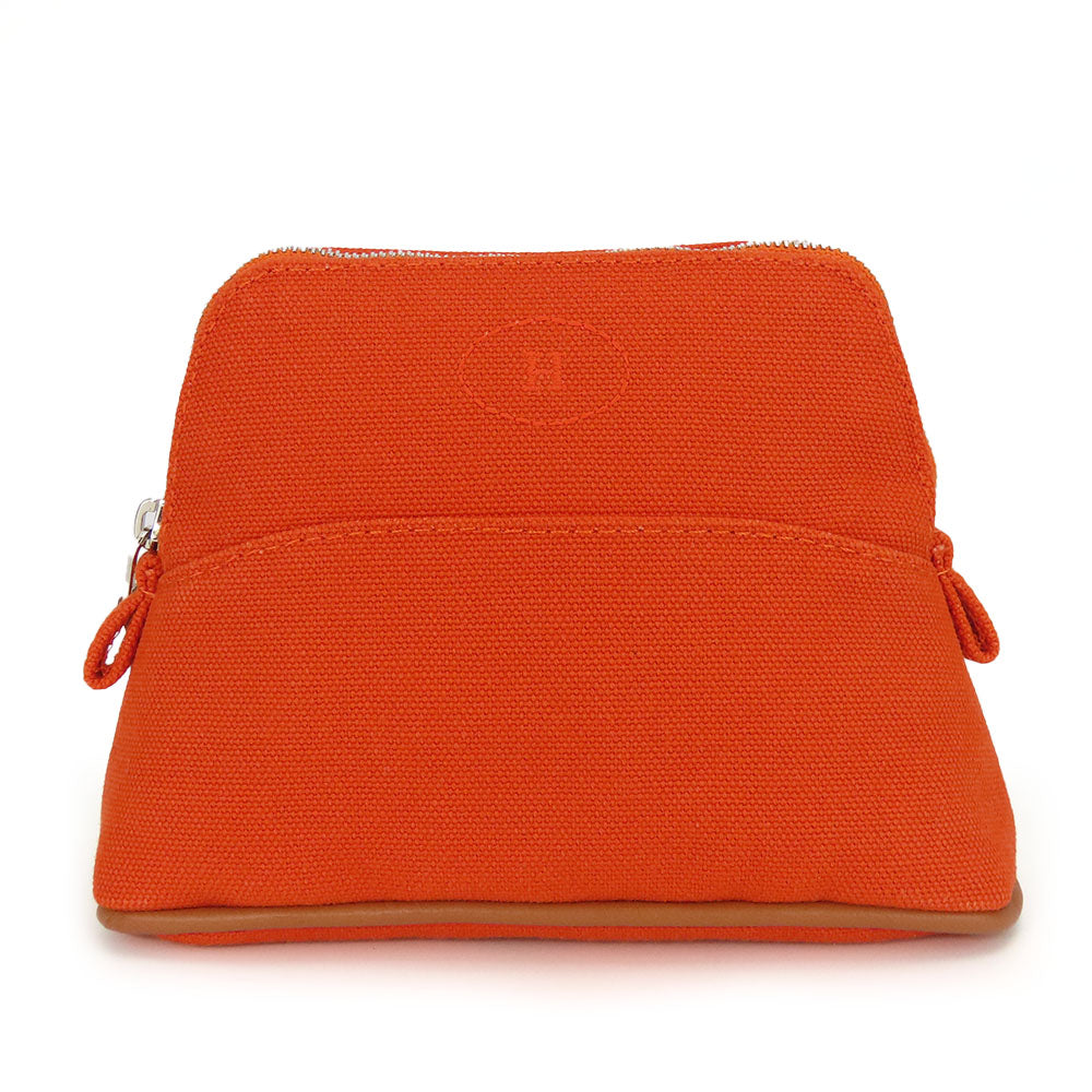 HERMES Pouch cotton Orange Bored pouch mini mini Women Used