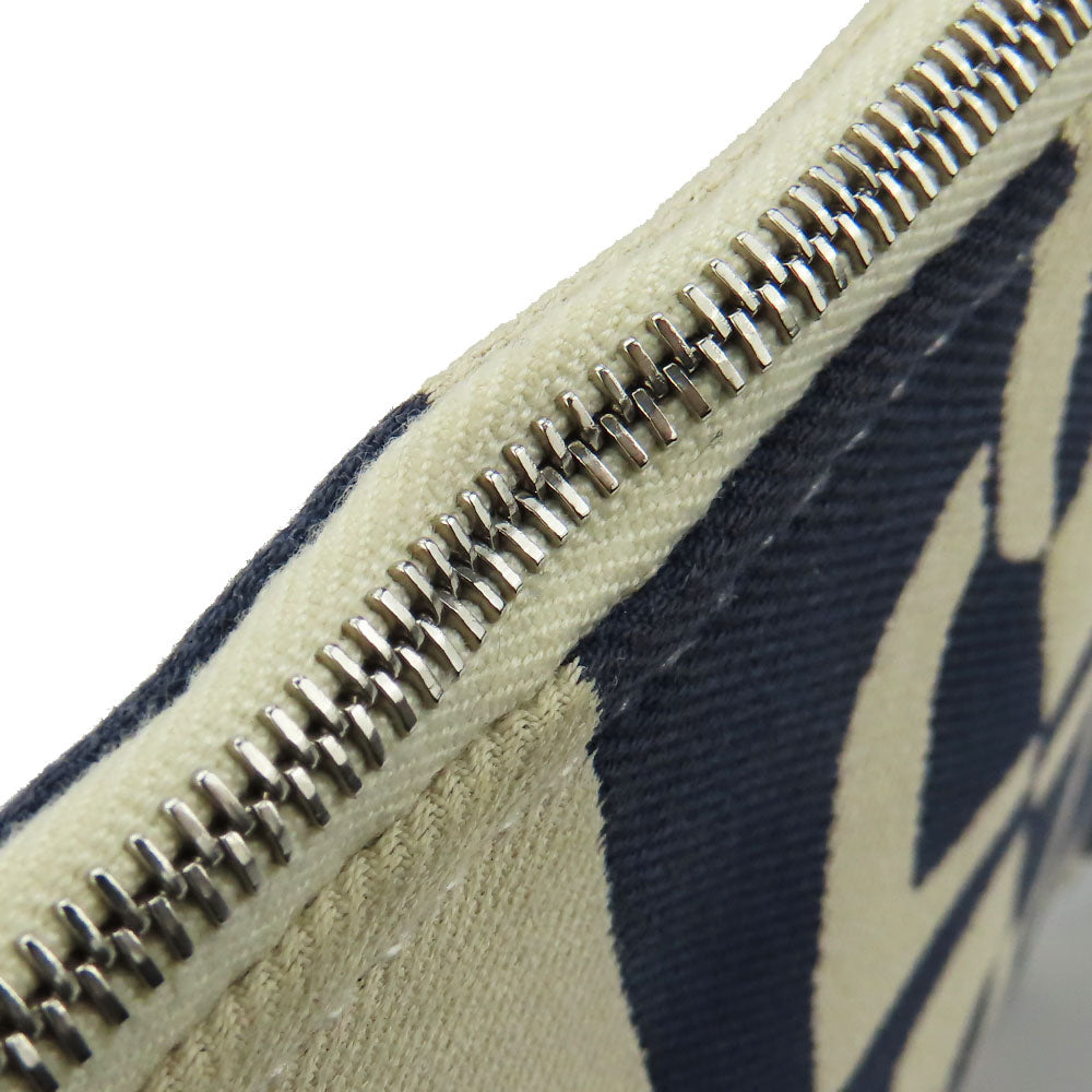 HERMES Pouch canvas Navy Chene Dunkle Truth Flat GM Women Used
