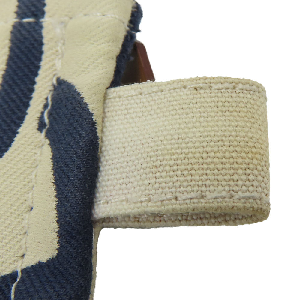 HERMES Pouch canvas Navy Chene Dunkle Truth Flat GM Women Used