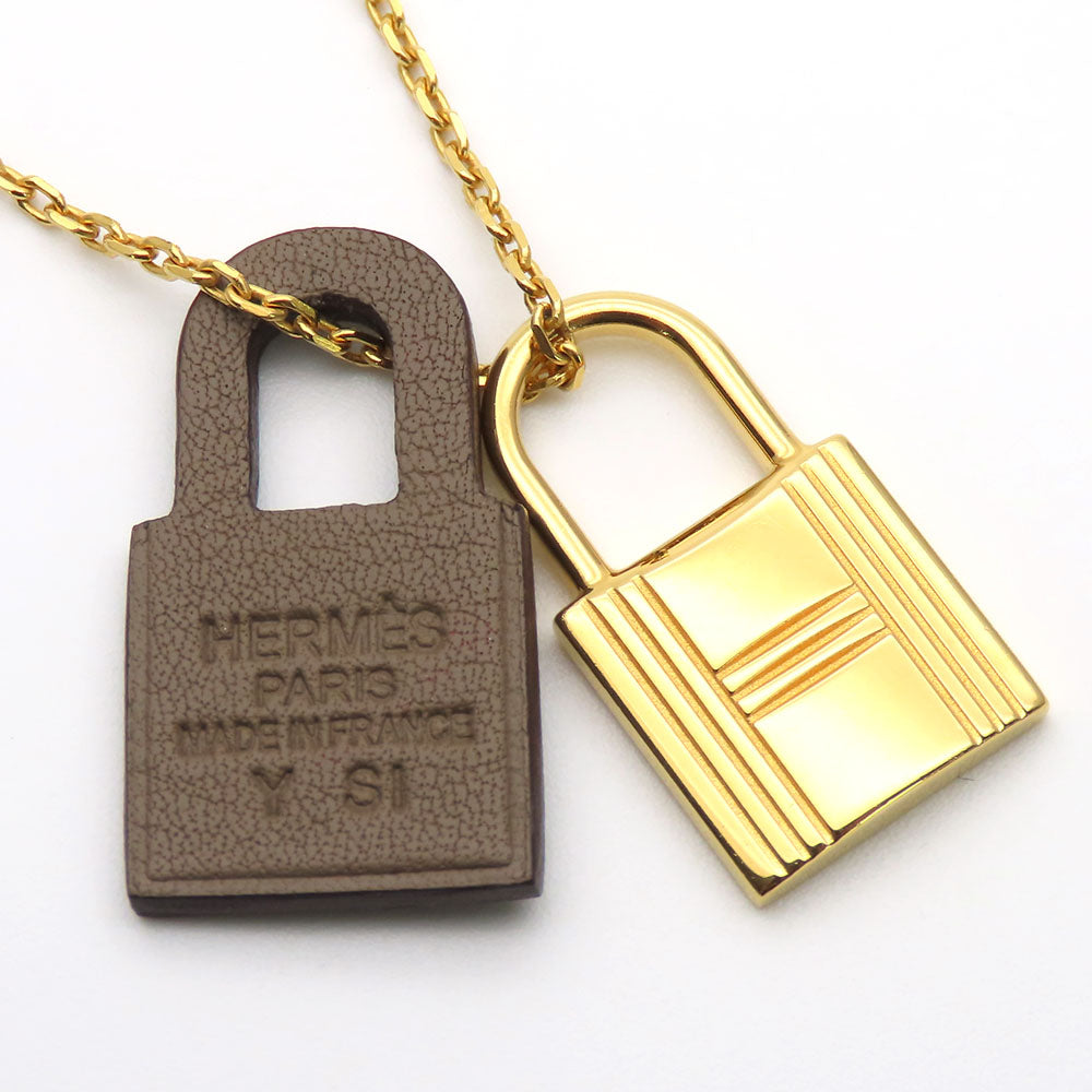 HERMES Necklace Metal, Leather gold Okeley Women Used