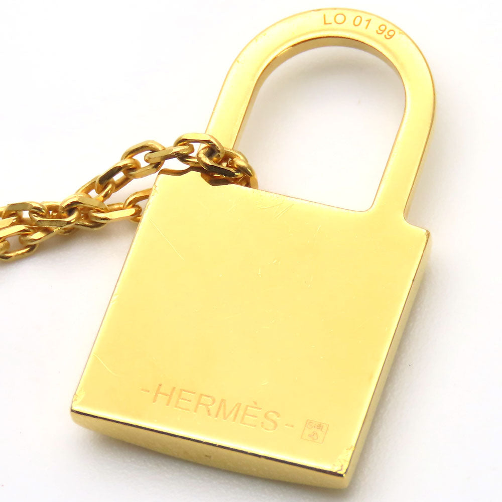 HERMES Necklace Metal, Leather gold Okeley Women Used