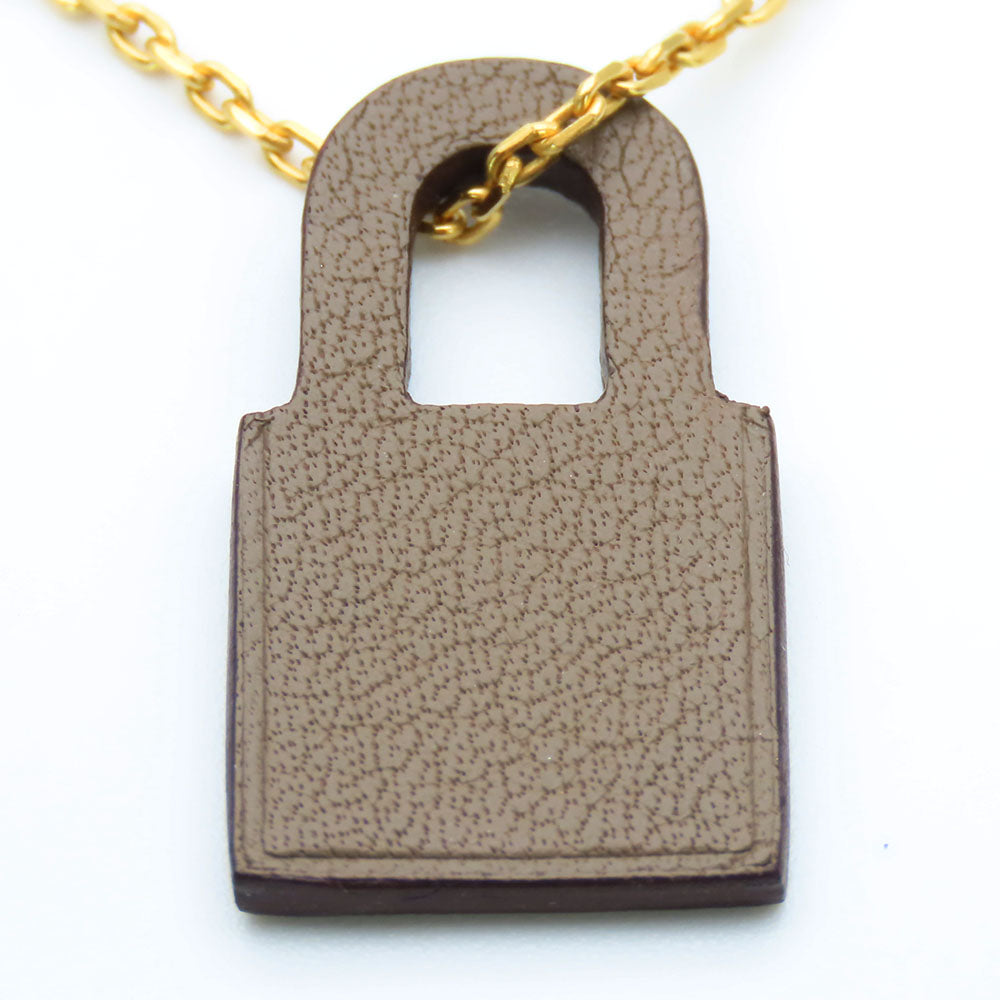 HERMES Necklace Metal, Leather gold Okeley Women Used