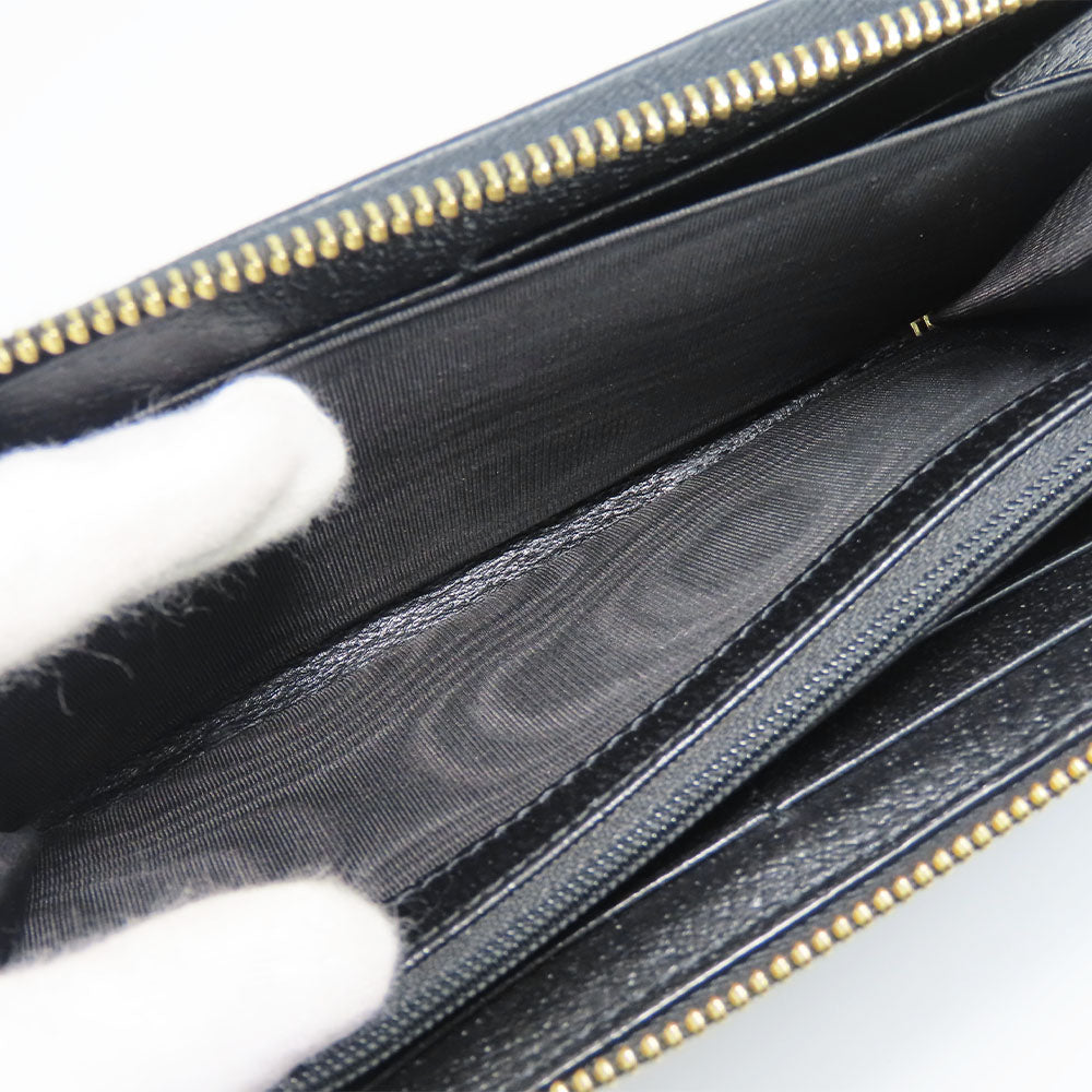 GUCCI Long Wallet Purse 523154 leather black Sherry line