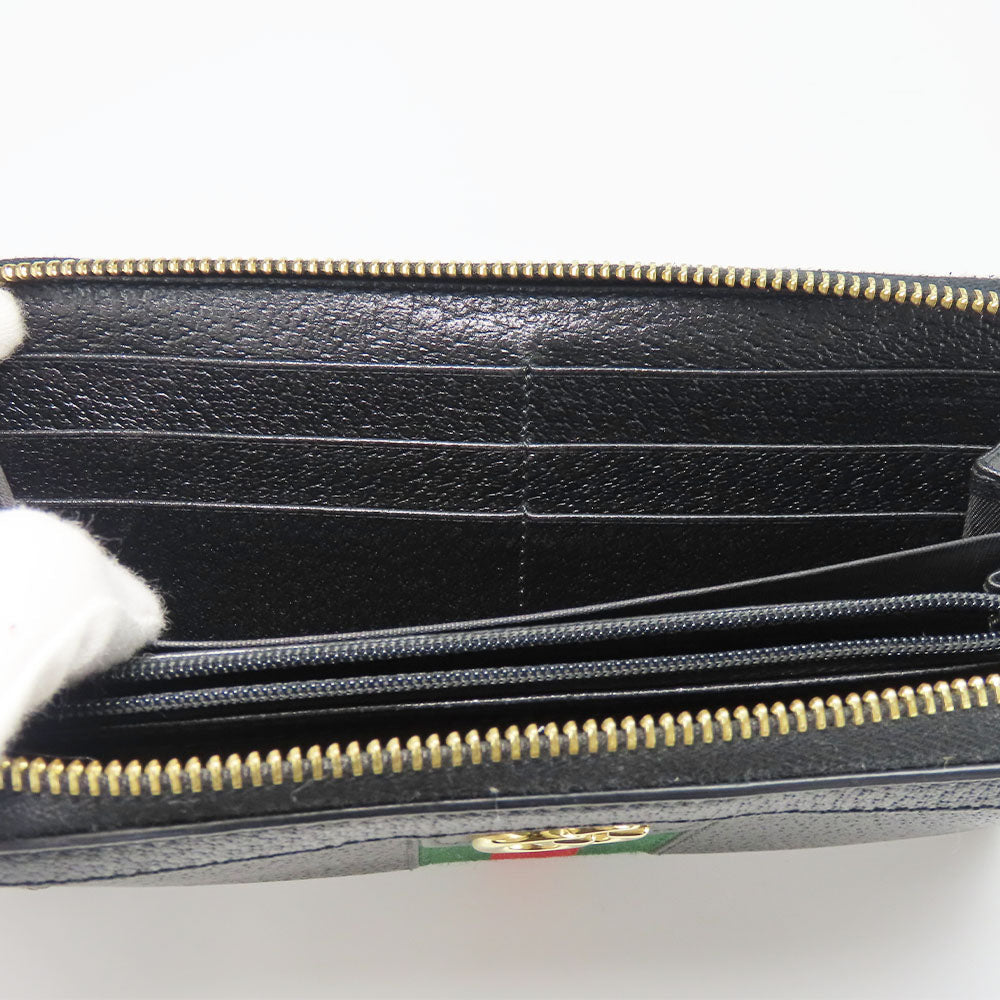 GUCCI Long Wallet Purse 523154 leather black Sherry line