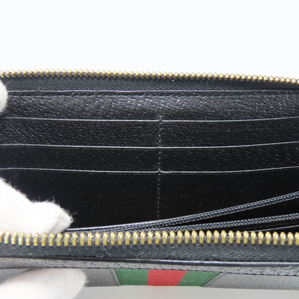 GUCCI Long Wallet Purse 523154 leather black Sherry line
