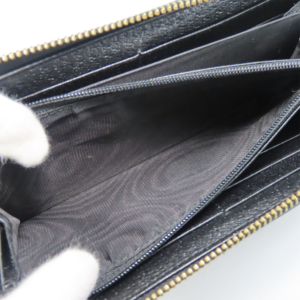 GUCCI Long Wallet Purse 523154 leather black Sherry line