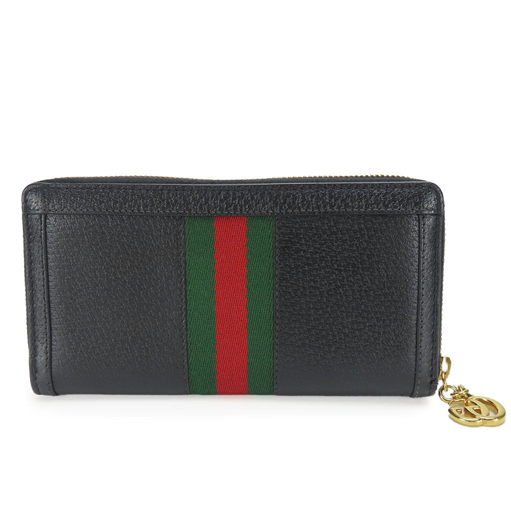 GUCCI Long Wallet Purse 523154 leather black Sherry line