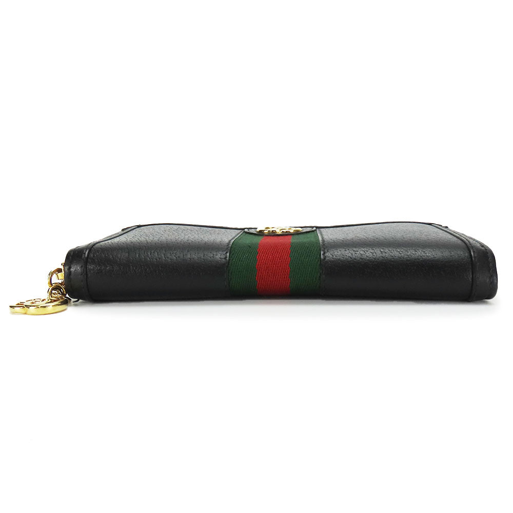 GUCCI Long Wallet Purse 523154 leather black Sherry line