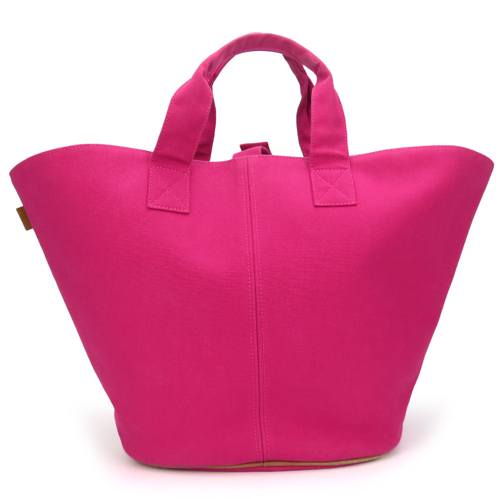 HERMES Tote Bag canvas pink Panier de Plage MM Women Used