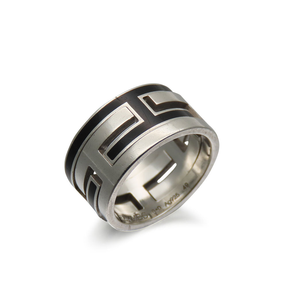 HERMES Ring Silver925 black Move ash unisex(Unisex) Used