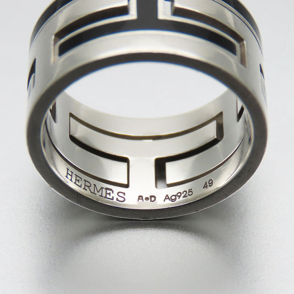 HERMES Ring Silver925 black Move ash unisex(Unisex) Used