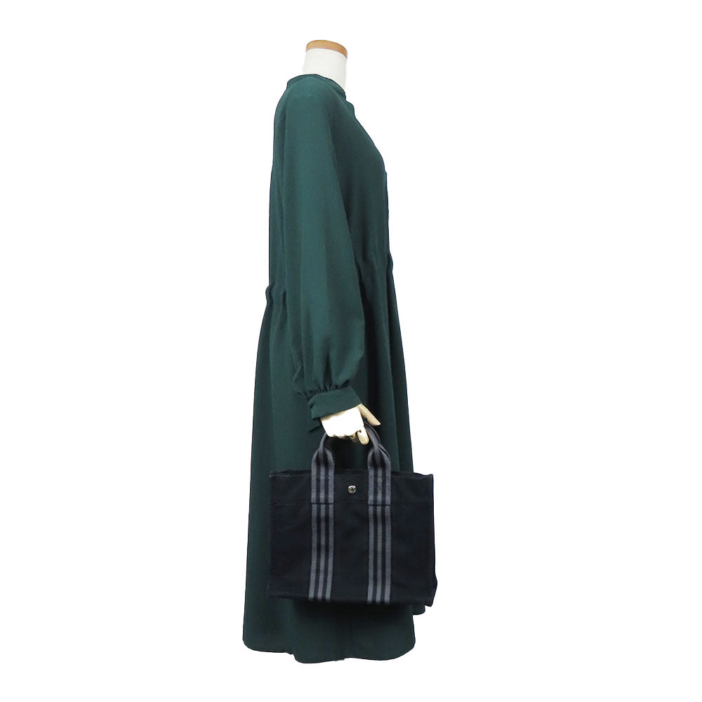 HERMES Handbag cotton black Fool ToePM unisex(Unisex) Used
