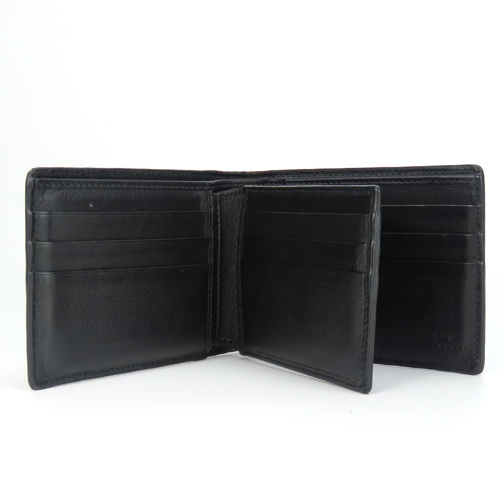 GUCCI Bifold Wallet 333042 Sima leather black Micro GG mens Used
