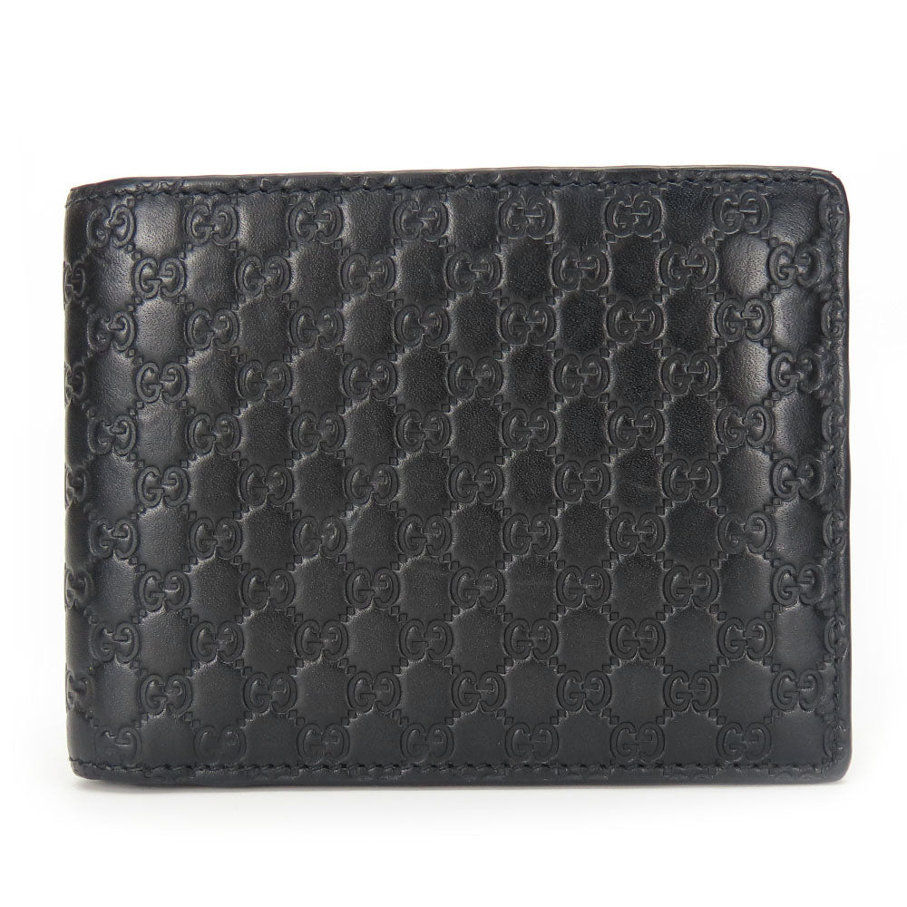 GUCCI Bifold Wallet 333042 Sima leather black Micro GG mens Used