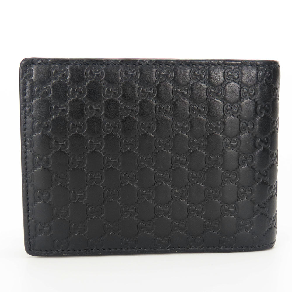 GUCCI Bifold Wallet 333042 Sima leather black Micro GG mens Used