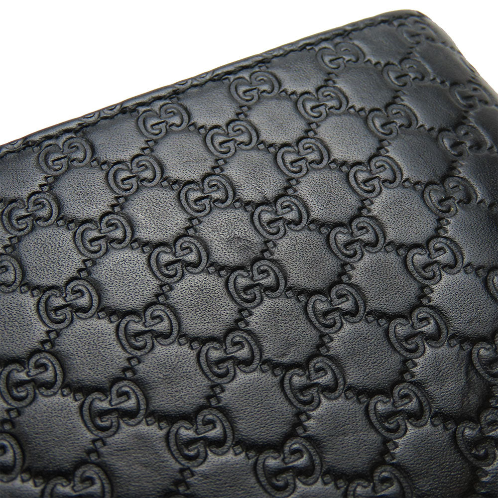 GUCCI Bifold Wallet 333042 Sima leather black Micro GG mens Used