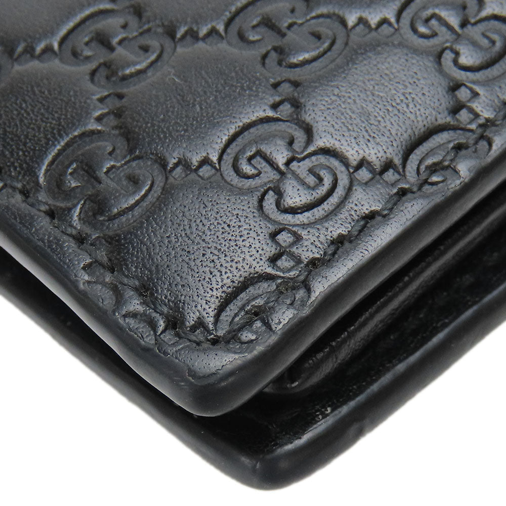 GUCCI Bifold Wallet 333042 Sima leather black Micro GG mens Used