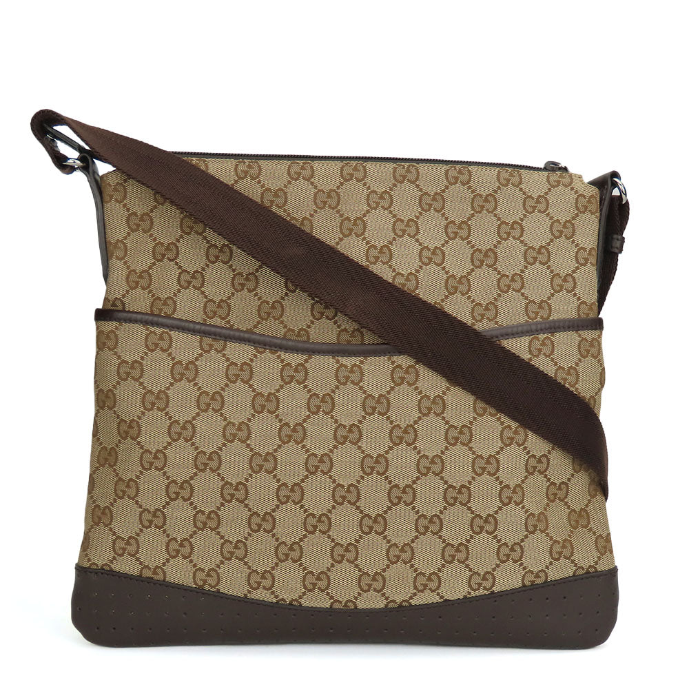 GUCCI Shoulder Bag 145857 GG canvas, perforated leather Brown mens(Unisex) Used