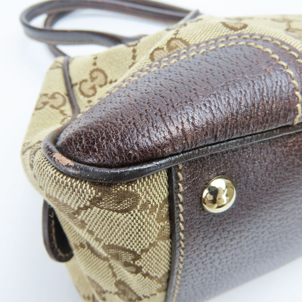 GUCCI Boston Duffel bag 161720 GG canvas, leather beige Sherry Women Used