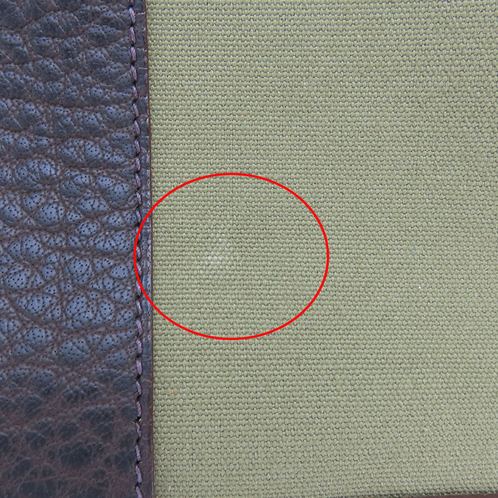 HERMES Tote Bag Canvas, Leather Khaki green Garden party PM unisex(Unisex) Used