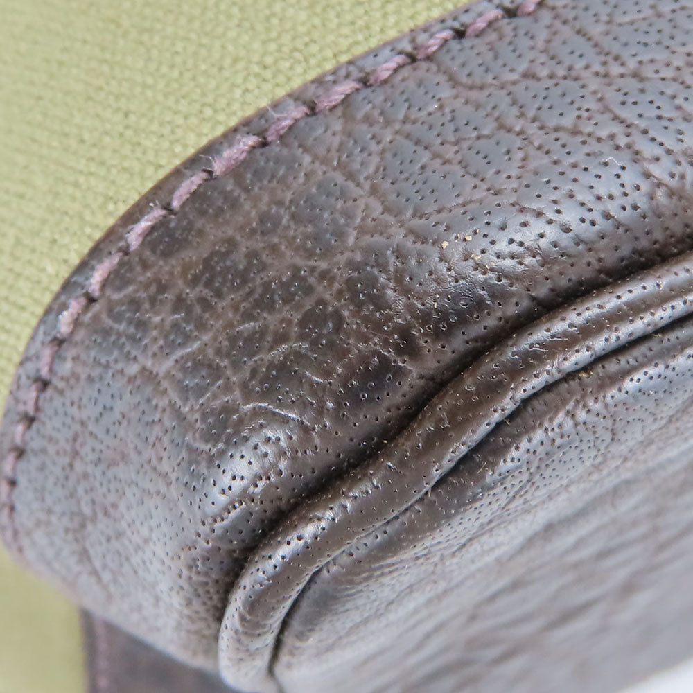 HERMES Tote Bag Canvas, Leather Khaki green Garden party PM unisex(Unisex) Used