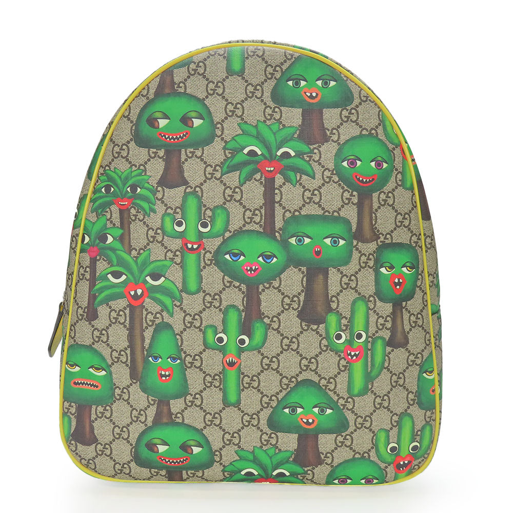 GUCCI Backpack 433578 GG Supreme canvas, leather beige Smiling Plant Chilled license Women Used