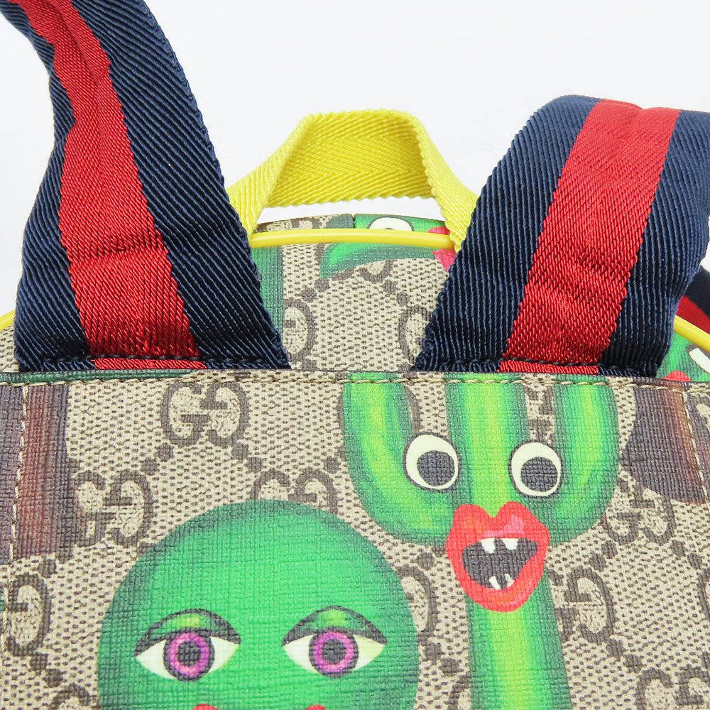 GUCCI Backpack 433578 GG Supreme canvas, leather beige Smiling Plant Chilled license Women Used