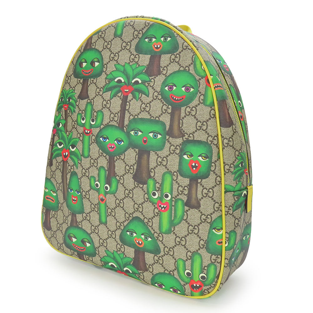 GUCCI Backpack 433578 GG Supreme canvas, leather beige Smiling Plant Chilled license Women Used