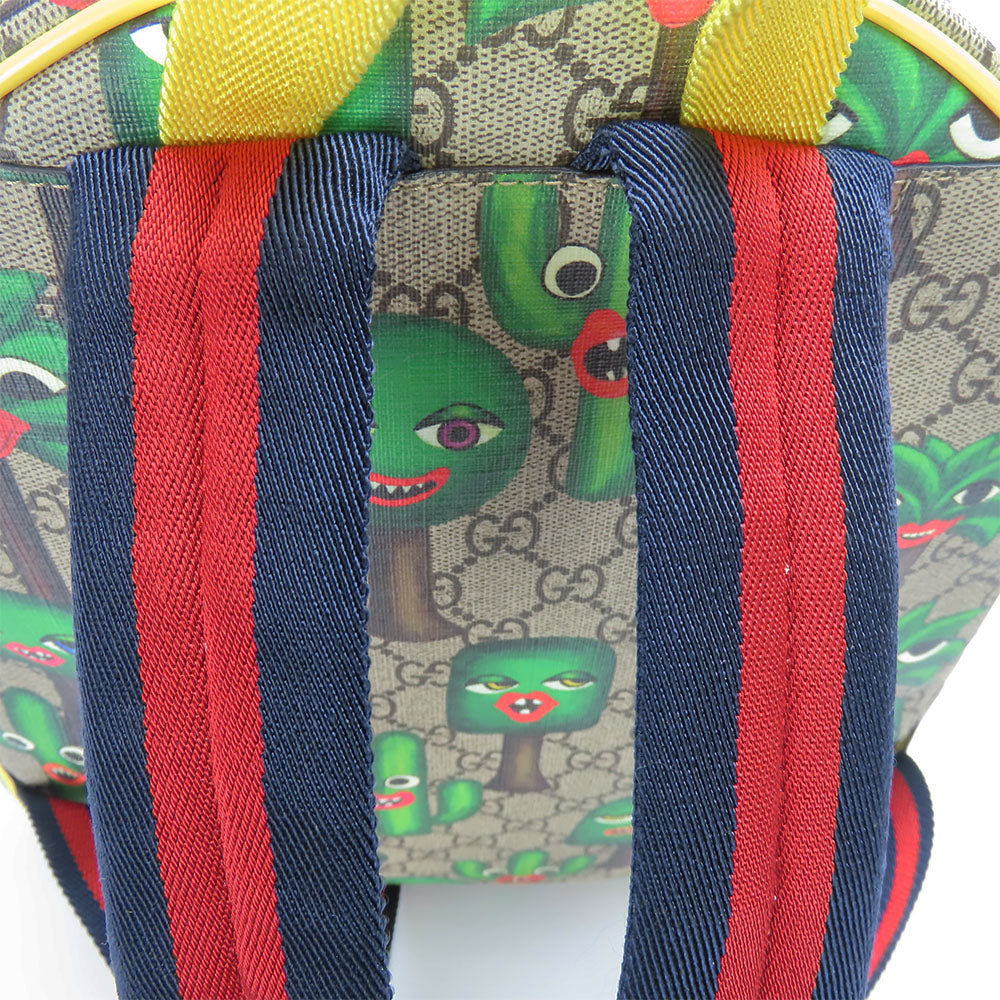 GUCCI Backpack 433578 GG Supreme canvas, leather beige Smiling Plant Chilled license Women Used