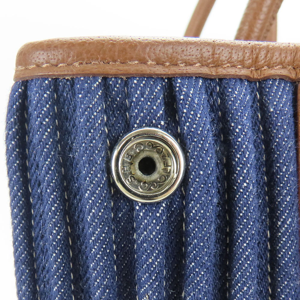 HERMES Tote Bag Denim, Leather Navy Garden party PM unisex(Unisex) Used