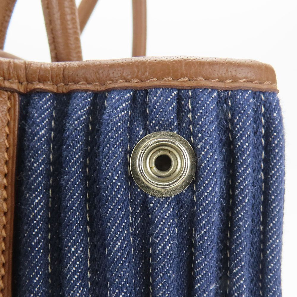 HERMES Tote Bag Denim, Leather Navy Garden party PM unisex(Unisex) Used